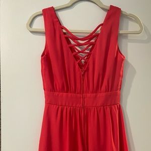 Bright skater dress with crisscross accent in the back
